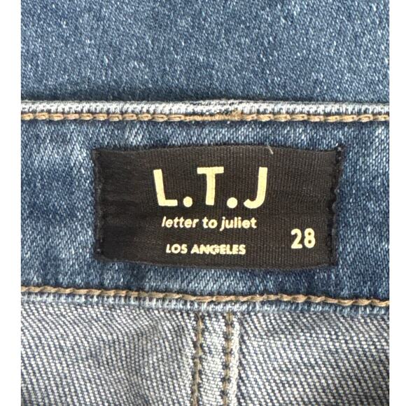 L.T.J. Letter To Juliet Straight Cropped Utility Pocket Medium Wash Jeans Sz 28 - Picture 3 of 8